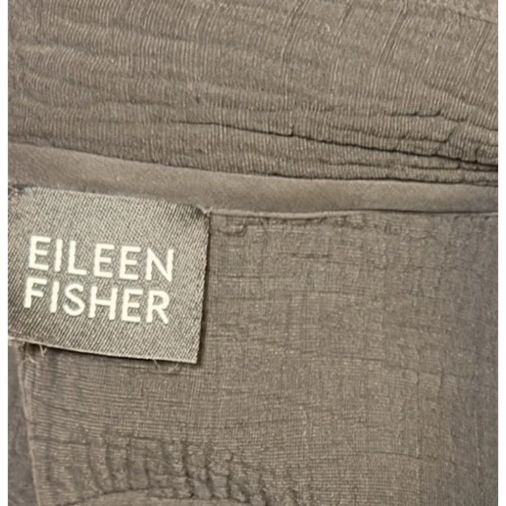 Eileen Fisher Silk Blend Crinkle Textured Open Front‎ Jacket Cardigan Black M